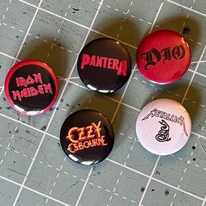 Metal Pin Lot. Ozzy, Pantera, Dio, Metallica, Iron Maiden